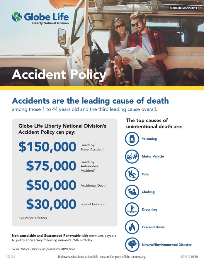 Accidental Death Policy official brochure cover